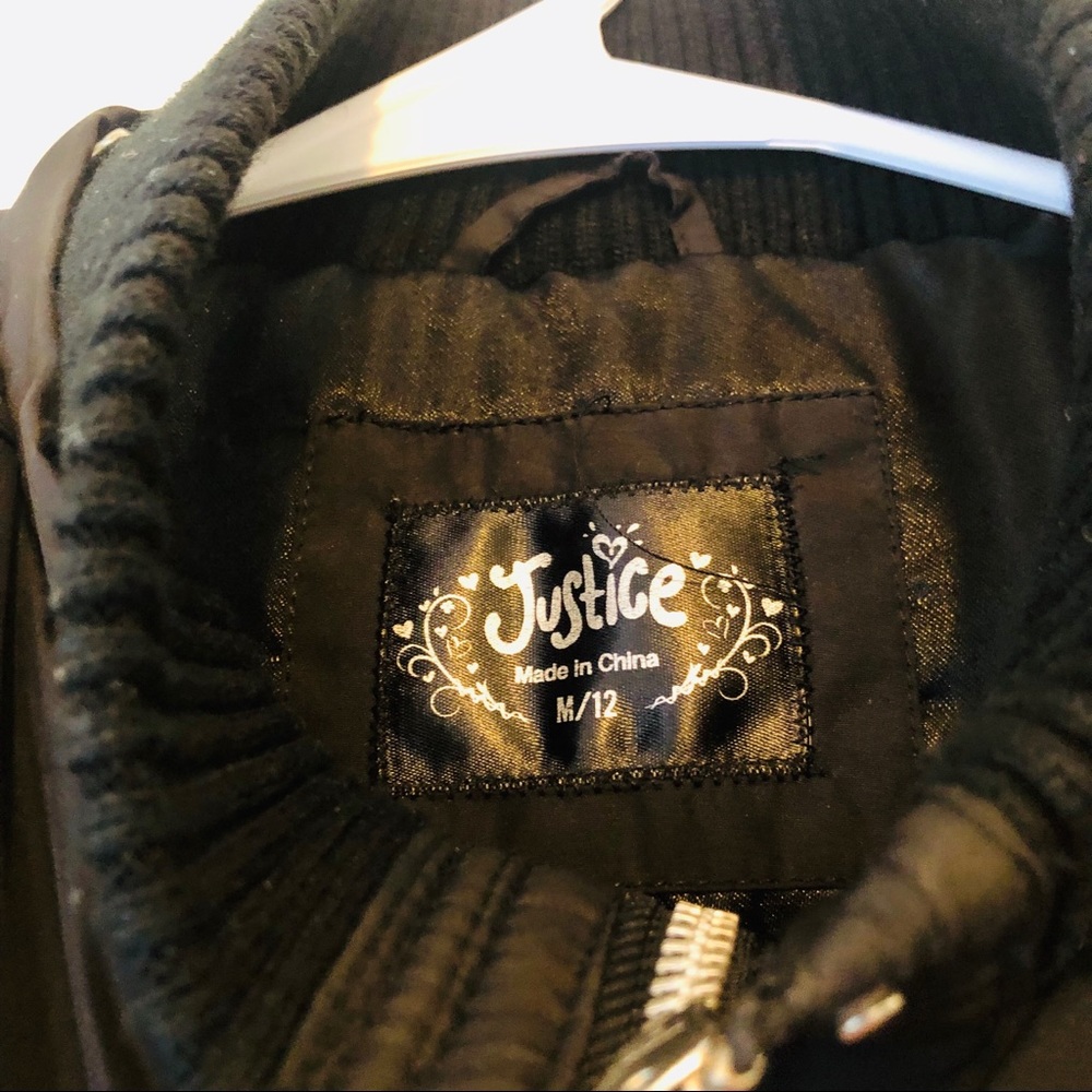 Justice | girls | black puffer vest, silver zipper - Picture 6 of 7